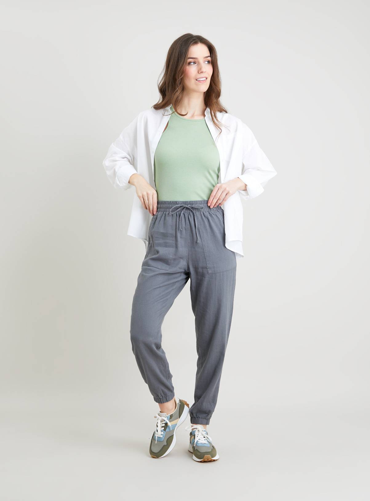 SKU: LINEN JOGGER:Dark Grey:24 - Image 2